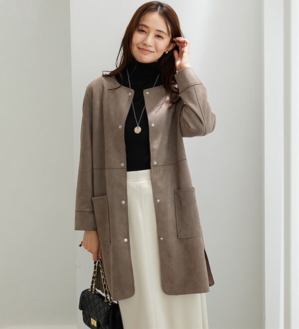 BELLUNA（ベルーナ）の「フェイクスエード切替デザインジャケット（その他ジャケット）」｜チャコール