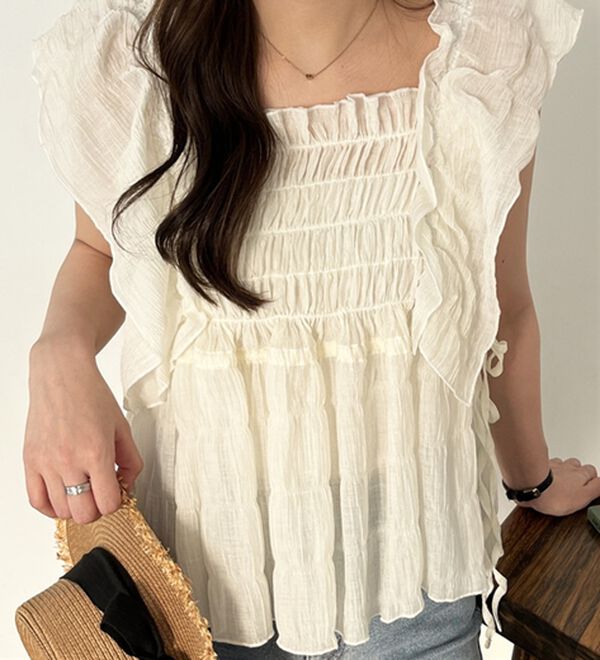 GeeRA（ジーラ）の「フリルシャーリングブラウス（ブラウス）」｜詳細画像