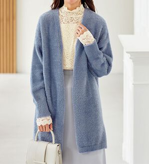 BELLUNA（ベルーナ）の「パチパチしない！静電気防止ふんわりシャギーニットカーディガン（ニットカーディガン）」｜詳細画像