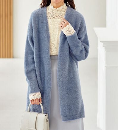 BELLUNA（ベルーナ）の「パチパチしない！静電気防止ふんわりシャギーニットカーディガン（ニットカーディガン）」