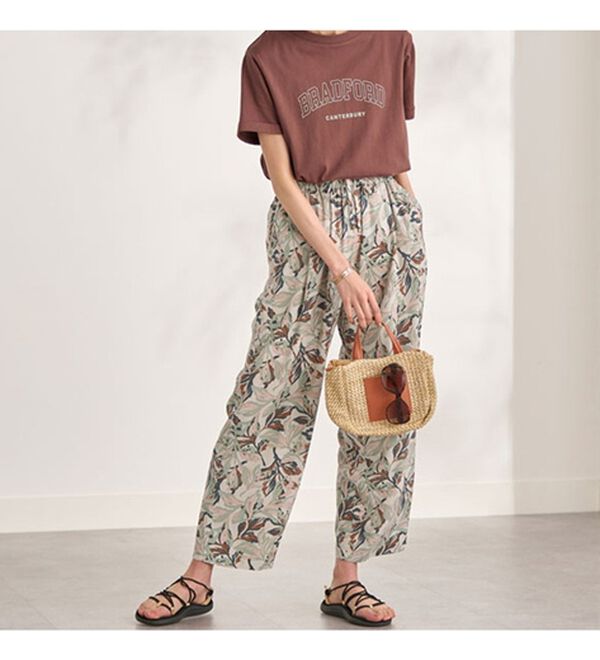 BELLUNA（ベルーナ）の「【接触冷感】レーヨン素材プリントワイドパンツ（ワイドパンツ・ガウチョ）」｜詳細画像