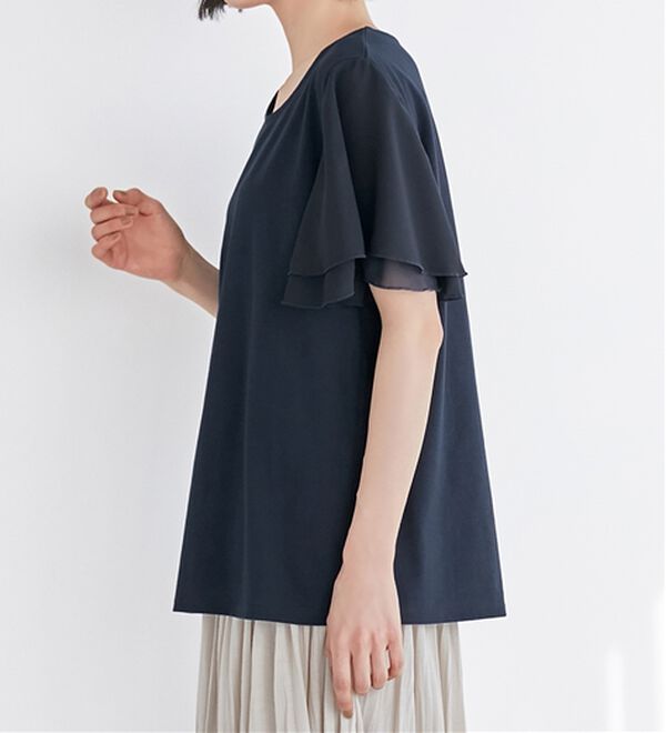 Viola e Viola（ヴィオラ エ ヴィオラ）の「【５つの機能付】袖シフォンゆるＴシャツ（Tシャツ）」｜詳細画像