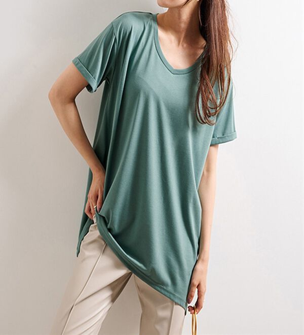 RANAN（ラナン）の「【新色追加・動画】ひんやり！レディゆるシルエットＴシャツ（カットソー）」｜詳細画像