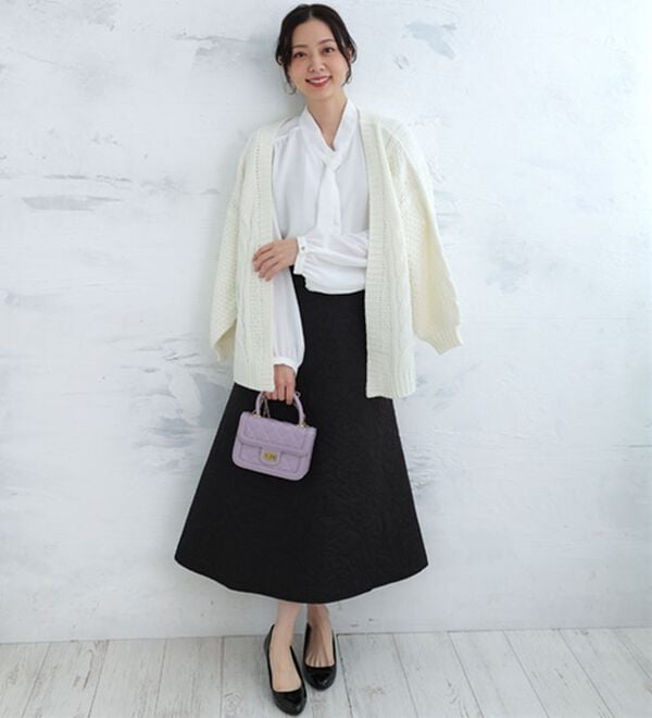 A HAPPY MARILYN（アハッピーマリリン）の「【Ｌ～６Ｌ】花柄キルトＡラインスカート（ロングスカート）」｜詳細画像