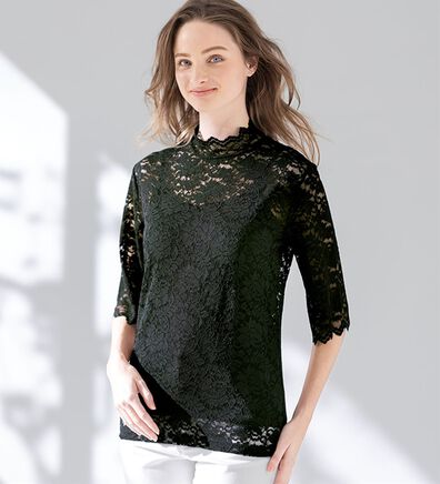 「【３色組】着こなし美人レースインナー5分袖（肌着・インナーウェア）」