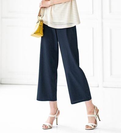 BELLUNA（ベルーナ）の「スラブ素材タック使いワイドパンツ（ワイドパンツ・ガウチョ）」