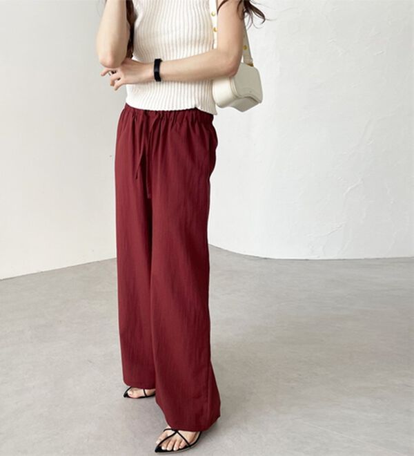 GeeRA（ジーラ）の「冷感リネン風イージーワイドパンツ（ワイドパンツ・ガウチョ）」｜詳細画像