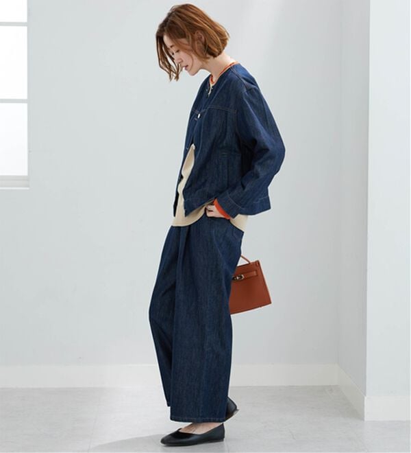 BELLUNA（ベルーナ）の「やわらかデニム素材ウエストタブパンツ（ワイドパンツ・ガウチョ）」｜詳細画像