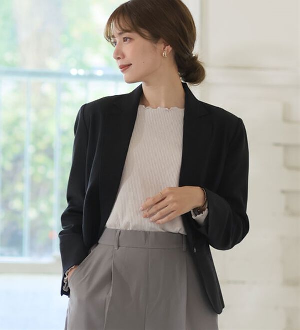 A HAPPY MARILYN（アハッピーマリリン）の「【Ｌ～６Ｌ】Ｒｉｎ こだわったのはシルエットと着心地 すっきり リブ カットソー トップス（カットソー）」｜詳細画像