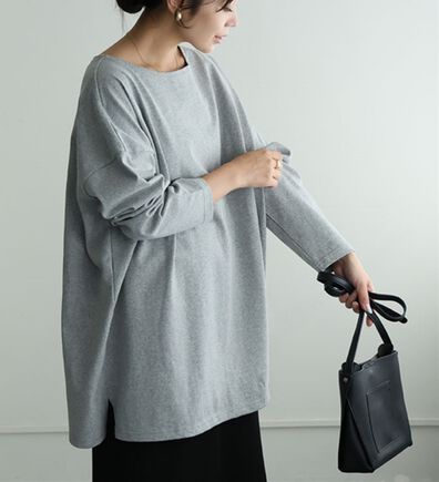 A HAPPY MARILYN（アハッピーマリリン）の「【Ｌ～８Ｌ】体型選ばない 定番バスク しっかりめ 綿１００％ Ｔシャツ（Tシャツ）」