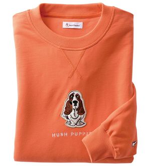 「＜ハッシュパピー＞ブランドデザイン裏毛トレーナー＆パンツ（メンズルームウェア）」｜オレンジ(トレーナー)