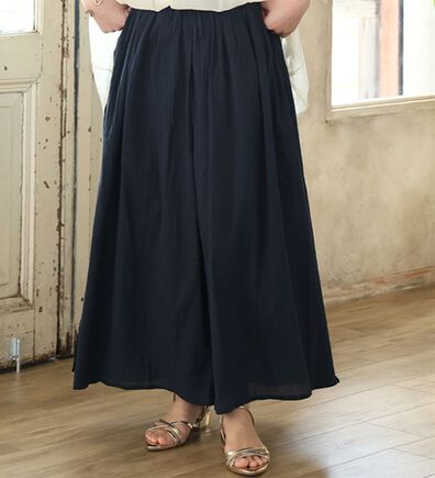 A HAPPY MARILYN（アハッピーマリリン）の「【Ｌ～６Ｌ】【２丈展開】【風通るプレミアム】綿・楊柳ギャザーフレアスカンツ（ワイドパンツ・ガウチョ）」