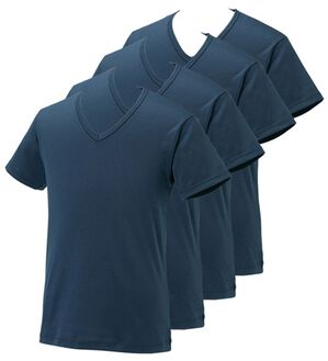 「【４枚組】サーモケア（Ｒ）綿混裏起毛インナー（メンズ肌着・インナーウェア）」｜ネイビー4枚組 半袖V首