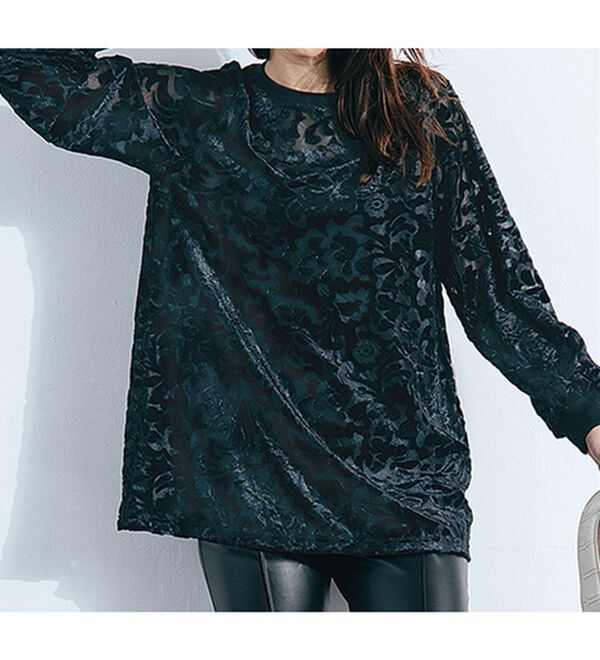 RANAN（ラナン）の「オパール加工フレアーチュニック（チュニック）」｜ブラック