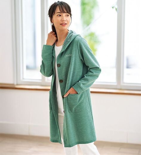 elle ロングカーディガン濃紺9号