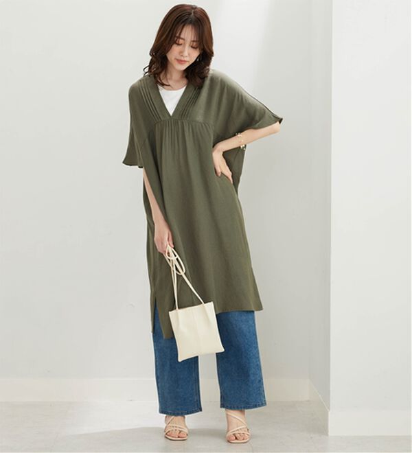 BELLUNA（ベルーナ）の「スラブ素材タック使いゆったりワンピース（その他ワンピース）」｜詳細画像