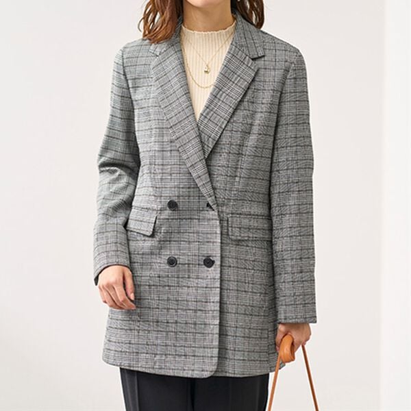 BELLUNA（ベルーナ）の「羽織るだけできちんと見え！チェック柄テーラードジャケット（テーラードジャケット）」｜詳細画像