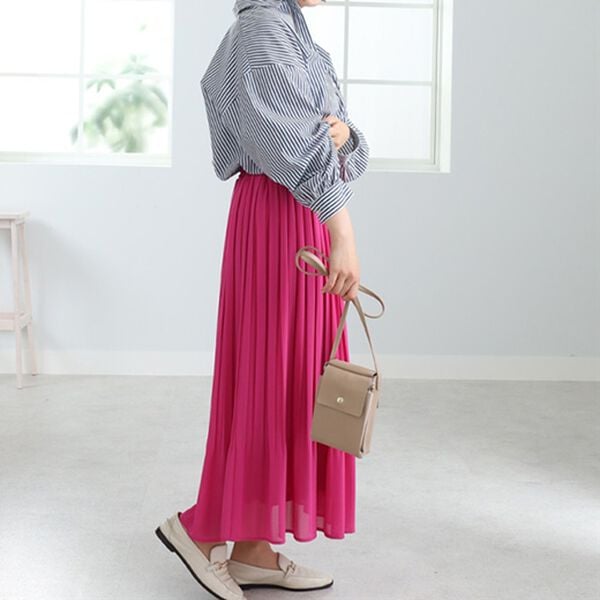 BELLUNA（ベルーナ）の「プリーツデザインカラースカート（ロングスカート）」｜詳細画像