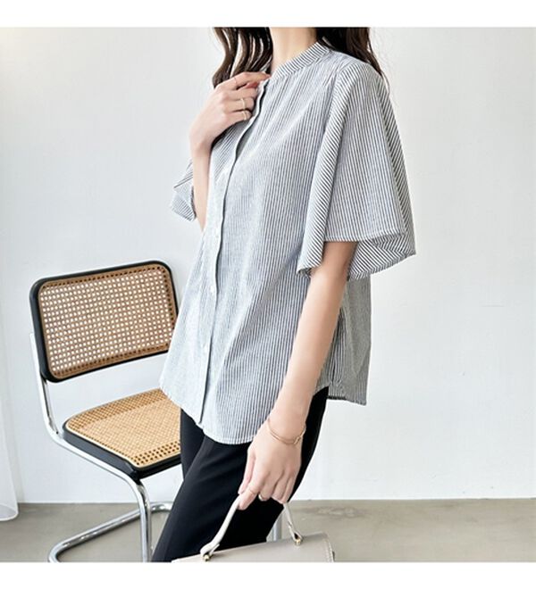 GeeRA（ジーラ）の「フレアー袖バンドカラーブラウス（ブラウス）」｜詳細画像