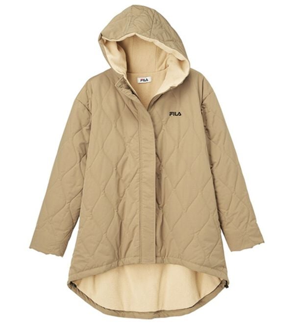 RANAN（ラナン）の「＜ＦＩＬＡ＞裏ボアフリースキルトコート（ハーフコート）」｜ベージュ