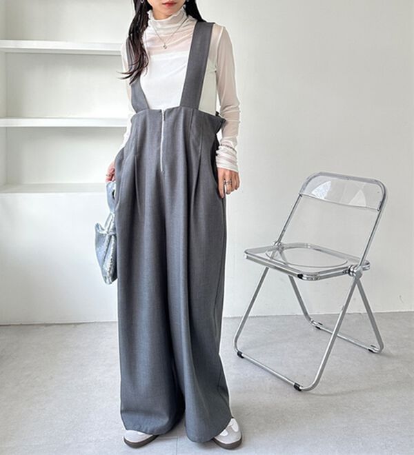 GeeRA（ジーラ）の「フロントジップハイウエストサロペット（オールインワン）」｜詳細画像