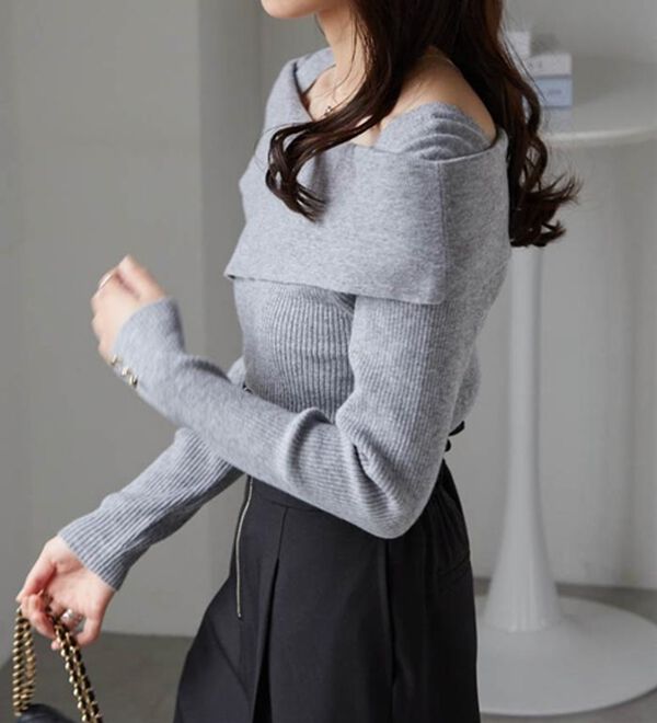 RANAN（ラナン）の「アシメオフショルリブニット（ニット・セーター）」｜詳細画像