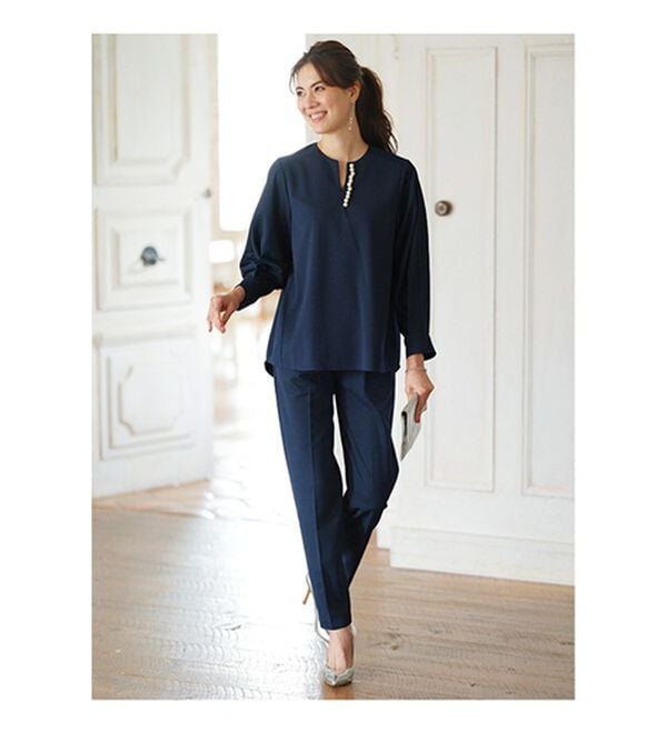 BELLUNA（ベルーナ）の「快適ストレッチ！パール調デザインセットアップ（セットアップ）」｜詳細画像