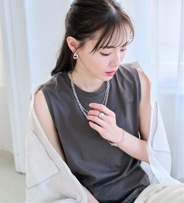 RANAN（ラナン）の「ひんやり！＜BC＞綿100％タンクトップ【選べる着丈】（カットソー）」｜詳細画像