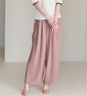 RANAN（ラナン）の「ひんやり！リラックスタックワイドパンツ（ワイドパンツ・ガウチョ）」｜ピンク