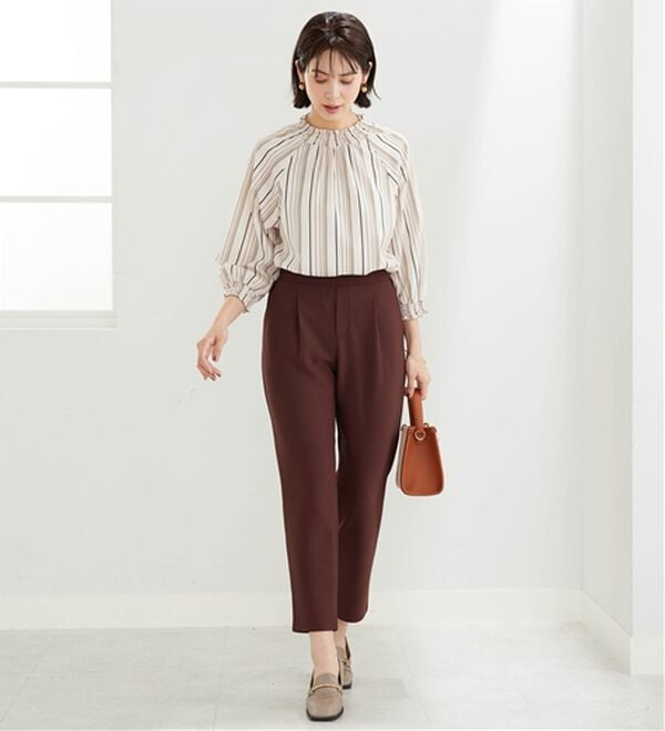 BELLUNA（ベルーナ）の「ジョーゼット裏スムーステーパードパンツ（テーパードパンツ）」｜詳細画像
