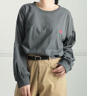 A HAPPY MARILYN（アハッピーマリリン）の「【Ｌ～８Ｌ／選べるデザイン】綿１００％ロングＴシャツ（Tシャツ）」｜Aタイプ／チャコール