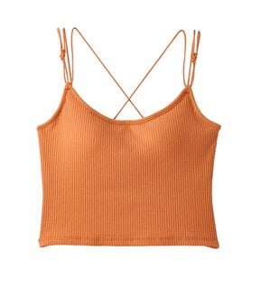 YU'NOW（ユナウ）の「カップ付クロップドバッククロスキャミソール（ブラトップ・カップ付きインナー）」｜オレンジ
