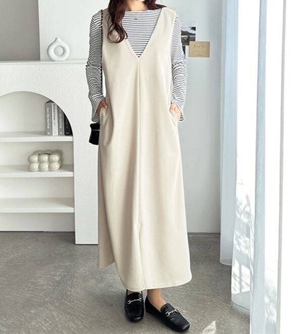 GeeRA（ジーラ）の「楽ちん！ストレッチ前後２ＷＡＹジャンパースカート（ジャンパースカート）」｜詳細画像