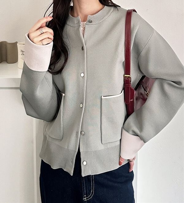 GeeRA（ジーラ）の「配色カラーニットカーディガン（ニットカーディガン）」｜詳細画像