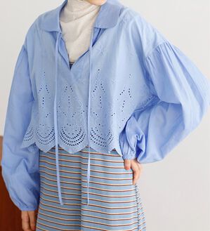 GeeRA（ジーラ）の「刺しゅうデザインショート丈ブラウス（ブラウス）」｜詳細画像