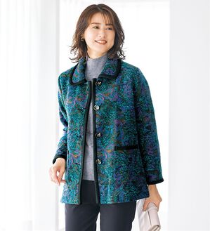 ルフラン（ルフラン）の「ジャカード織裏キルティングジャケット＜紅梅～こうばい～＞（その他ジャケット）」｜エメグリーン系