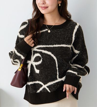 alotta（アロッタ）の「リボンジャカードゆるニット（ニット・セーター）」