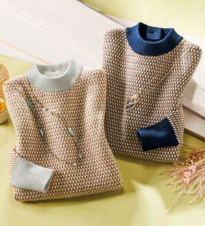 ルフラン（ルフラン）の「【２色組】バックボタン使いジャカードセーター＜ミルネ＞（ニット・セーター）」｜2色組