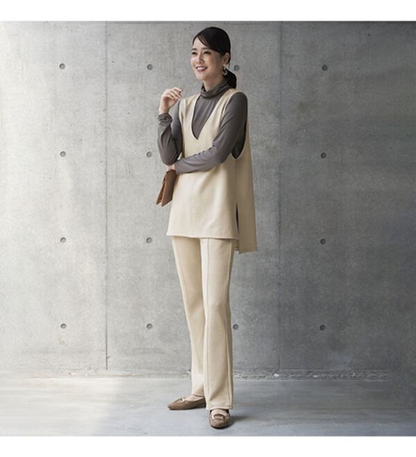 BELLUNA（ベルーナ）の「日本製ウール入りポンチＶネックベスト（ベスト）」｜詳細画像