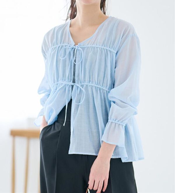 RANAN（ラナン）の「リボンドロストブラウス（ブラウス）」｜詳細画像