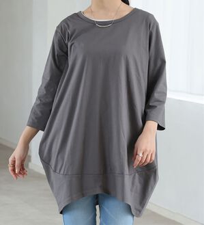 A HAPPY MARILYN（アハッピーマリリン）の「【Ｍ～８Ｌ】選べる袖！コク－ンシルエットチュニック（チュニック）」｜ダークチャコール