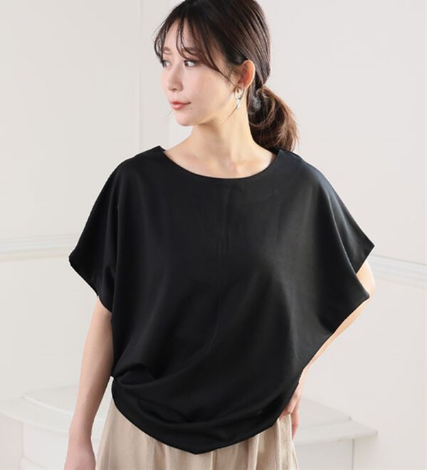 A HAPPY MARILYN（アハッピーマリリン）の「【Ｌ～６Ｌ／選べる袖丈】大人の今どきベーシック！ポンチ素材トップス（Tシャツ）」｜詳細画像