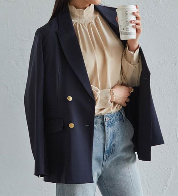 RANAN（ラナン）の「スカラップリブニット使いブラウス（ブラウス）」｜詳細画像