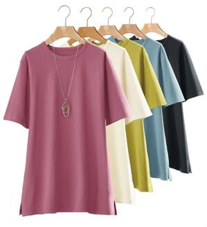 BELLUNA（ベルーナ）の「【５枚組】汗ジミ対策強撚綿１００％Ｔシャツ（Tシャツ）」｜詳細画像