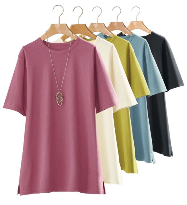 BELLUNA（ベルーナ）の「【５枚組】汗ジミ対策強撚綿１００％Ｔシャツ（Tシャツ）」｜詳細画像