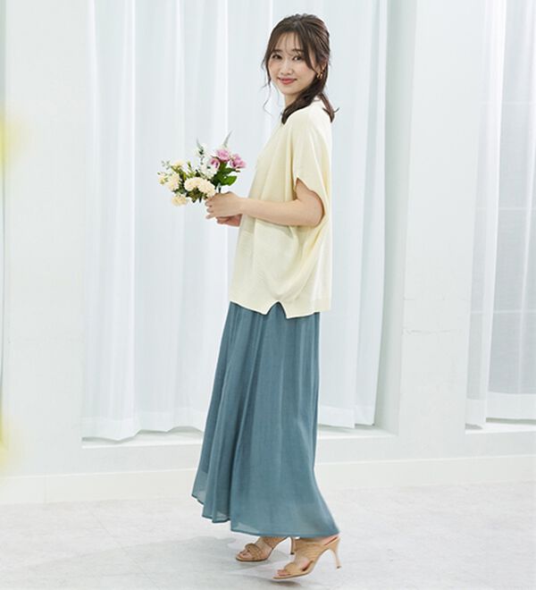 BELLUNA（ベルーナ）の「スカート見えシアーワイドスカーチョ（フルレングスパンツ）」｜詳細画像