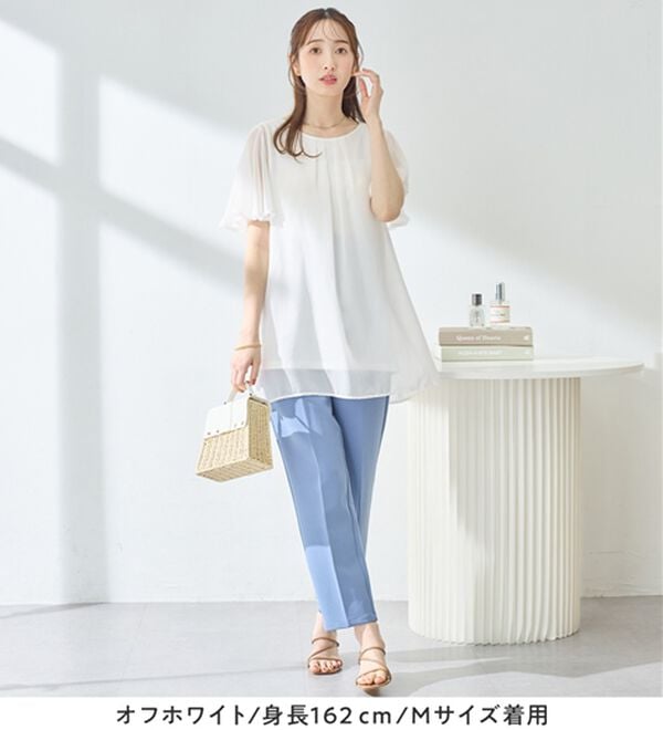 alotta（アロッタ）の「【接触冷感】インナー付シフォンタックチュニック（チュニック）」｜詳細画像