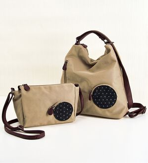 ルフラン（ルフラン）の「【２点セット】＜アンチフォルムデザイン＞ドットデザインポケット付バッグ（ショルダーバッグ）」｜ベージュ