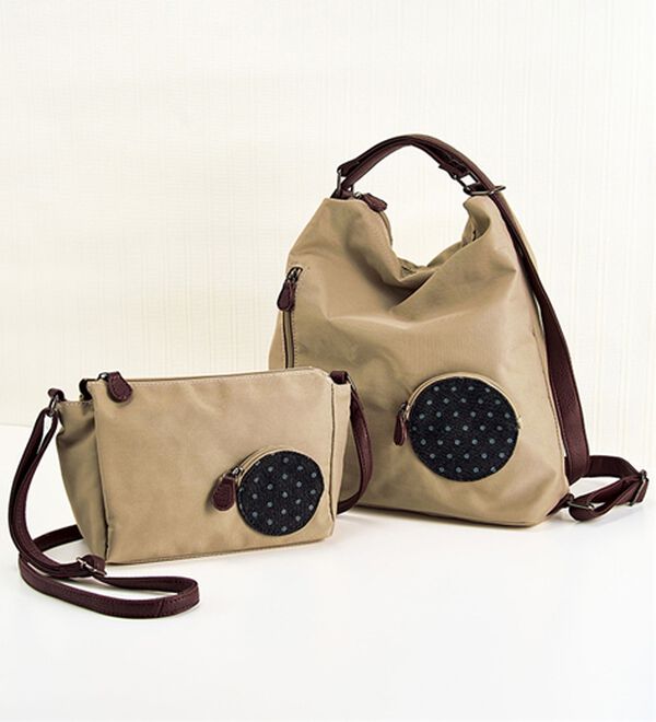 ルフラン（ルフラン）の「【２点セット】＜アンチフォルムデザイン＞ドットデザインポケット付バッグ（ショルダーバッグ）」｜ベージュ