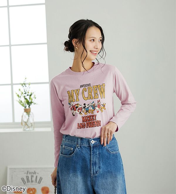 BELLUNA（ベルーナ）の「＜Ｄｉｓｎｅｙ＞【ミッキー＆フレンズ】プリント長袖Ｔシャツ（Tシャツ）」｜ライトパープル